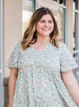 Made for Summer Floral Dress in Sage
