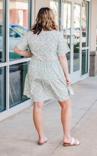Made for Summer Floral Dress in Sage