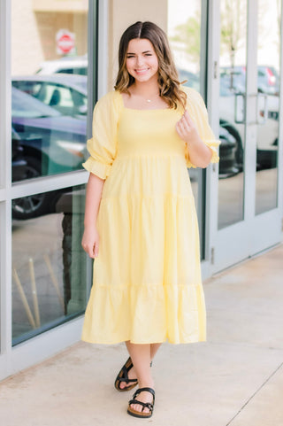 Sweet Caroline Midi Dress in Banana