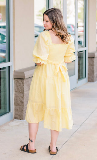 Sweet Caroline Midi Dress in Banana