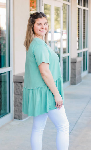 Pep in My Step Peplum in Aloe