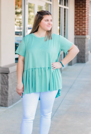 Pep in My Step Peplum in Aloe