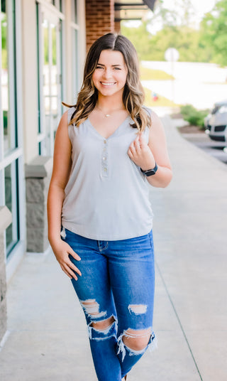 Feels Like Heaven Tank in Dove Grey