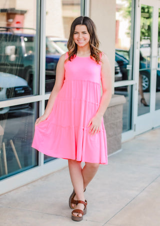 Summer Tropics Tank Dress in Coral Pink