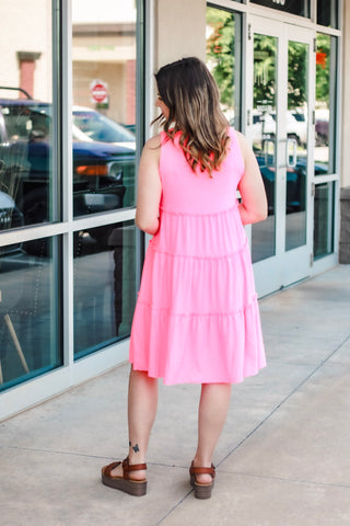 Summer Tropics Tank Dress in Coral Pink