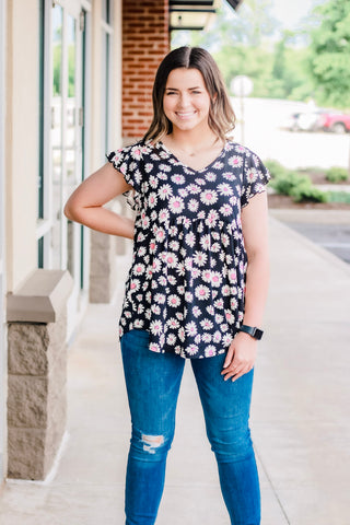 Glad We Met Sunflower Babydoll Top