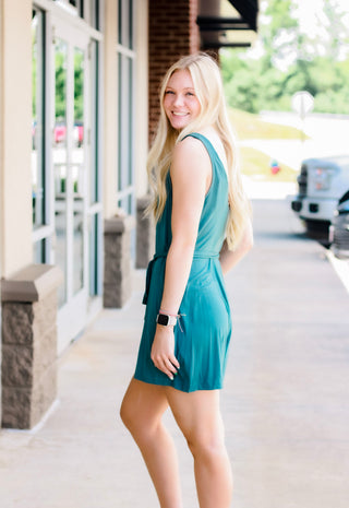 Say No More Romper in Teal