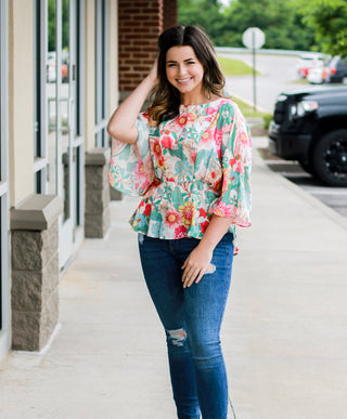 Summer Vacation Floral Blouse