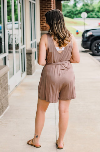 Say No More Romper in Mocha