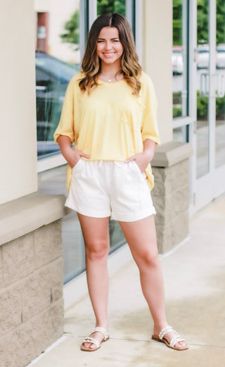 Hello Boyfriend Tee in Dusty Banana