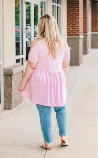 Believe in Me Babydoll Top in Dusty Pink