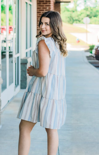 Stripe Your Way Dress in Blue