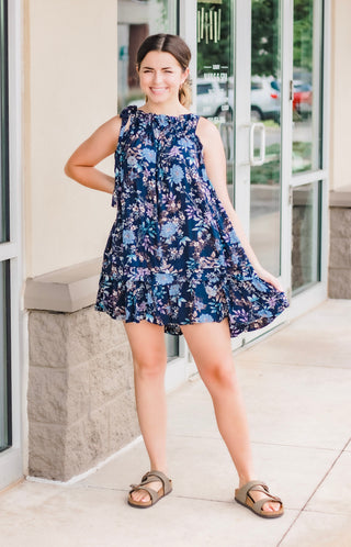 Catch a Break Navy Floral Dress