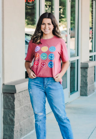 Chenille Smiley Face Graphic Tee