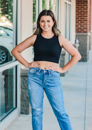 Just Crop It Black Tank