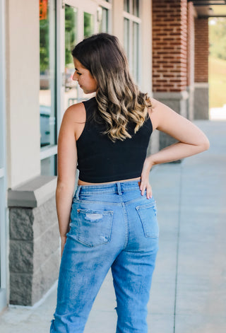 Just Crop It Black Tank
