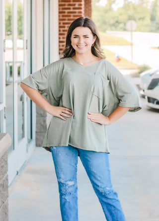 Hello Boyfriend Tee in Light Olive
