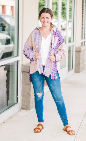 Perfectly Purple Plaid Button Up Top