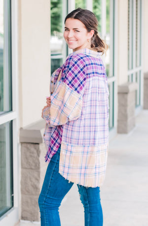 Perfectly Purple Plaid Button Up Top