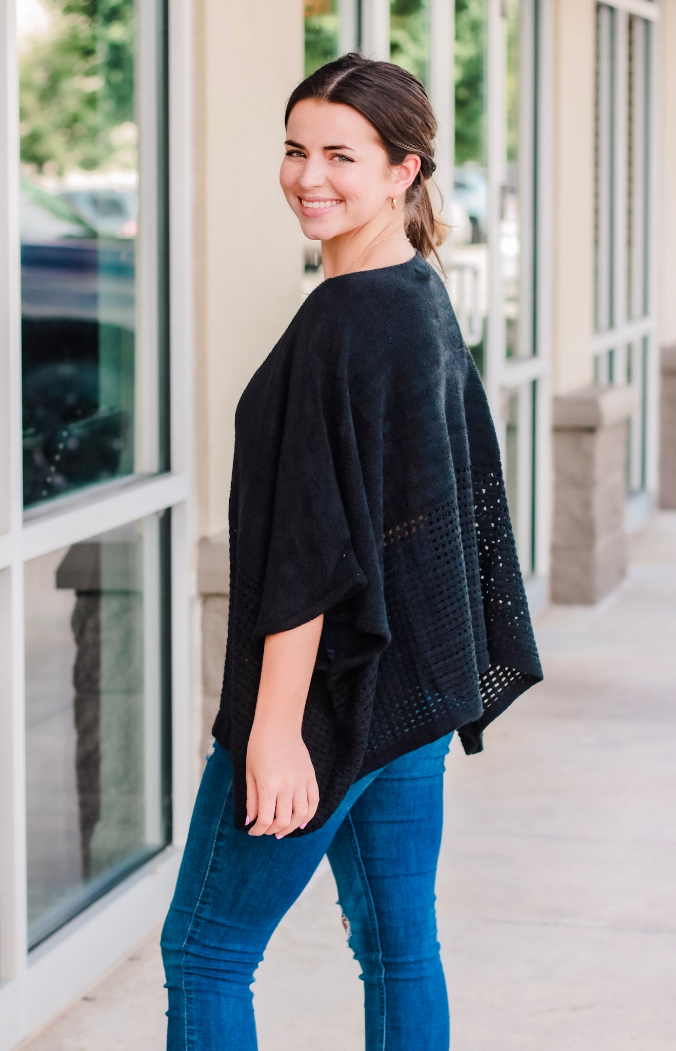 Love Punch Poncho in Black
