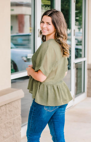 Colors of Autumn Babydoll Top in Olive