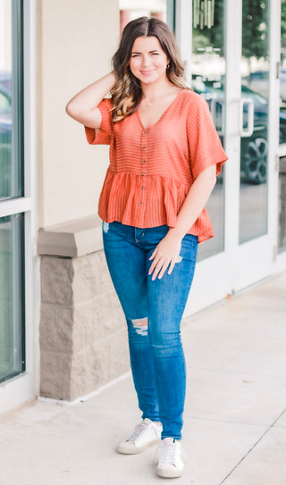 Colors of Autumn Babydoll Top in Copper