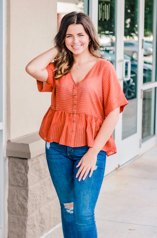 Colors of Autumn Babydoll Top in Copper