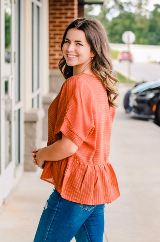 Colors of Autumn Babydoll Top in Copper