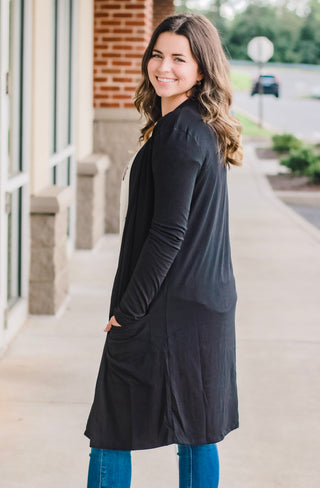 Lighter than Air Cardigan Long Length- Black