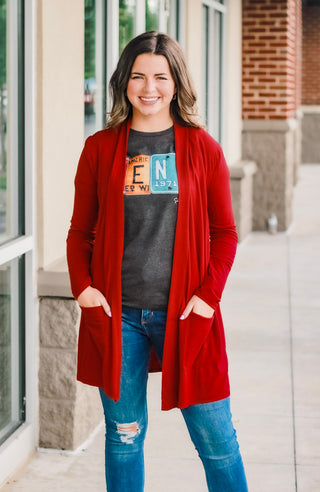 Lighter than Air Cardigan in Copper Red