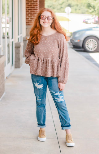 Dotted in Love Knit Peplum Top