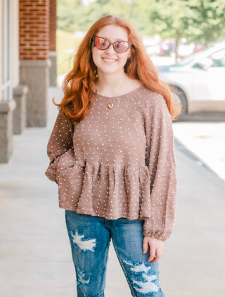 Dotted in Love Knit Peplum Top