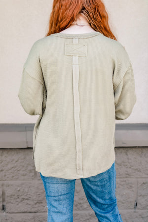 Finding Fall Ribbed Knit Top  in Olive