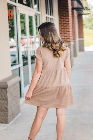 Tiering Up Button Down Corduroy Dress