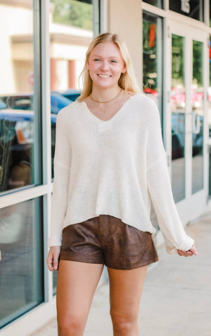 Nashville Nights Cocoa Faux Leather Shorts