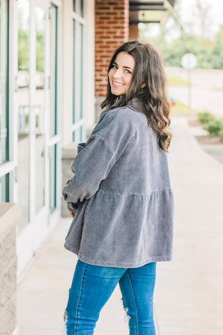 Corduroy Flare Button Down