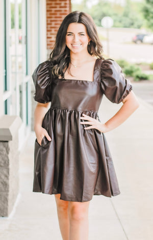 Chocolate Delight Faux Leather Dress