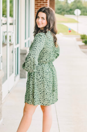 It's Wild Out There Olive Wrap Dress