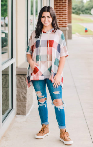 Checkered Past Poncho Top