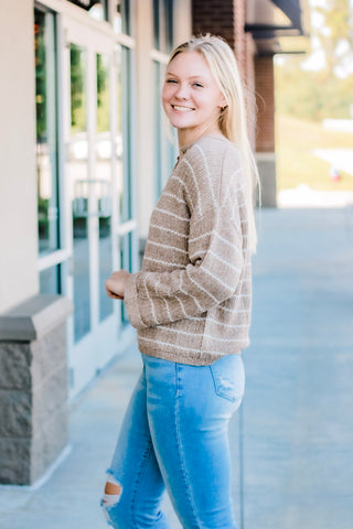 Downtown Mocha Striped Sweater