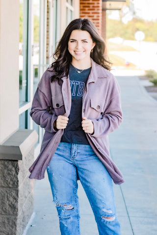 Plain Jane Shacket in Purple