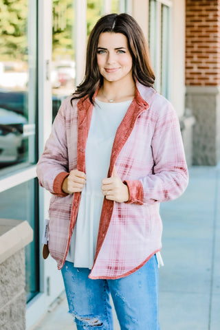 The Other Side Reversible Shacket in Terra Cotta