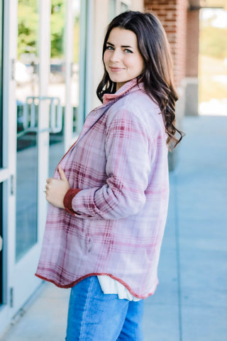 The Other Side Reversible Shacket in Terra Cotta