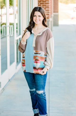 Out West  Aztec Block Top