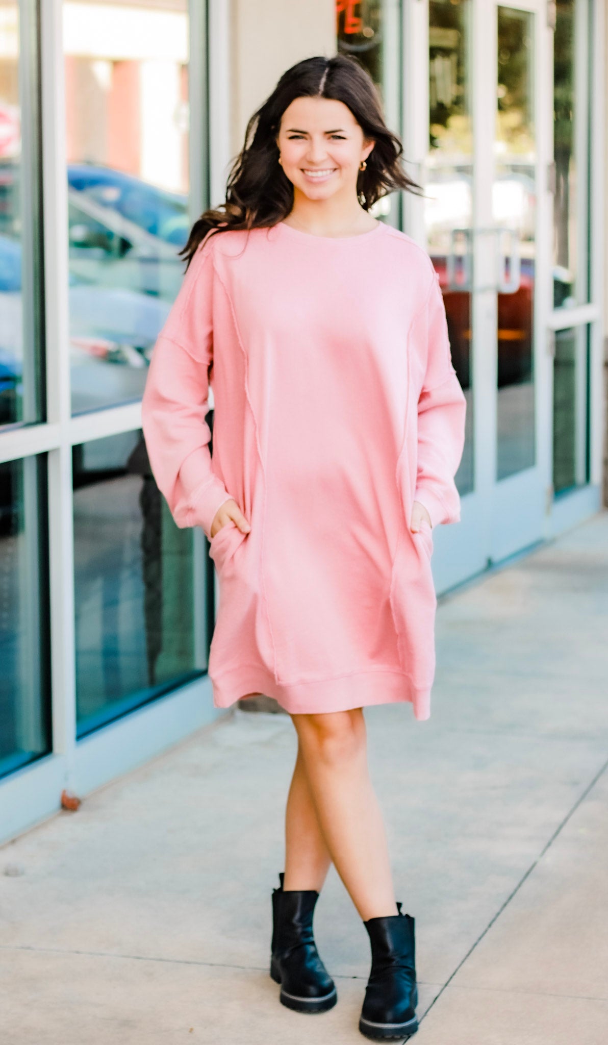 Lose Yourself Sweater Dress in Rose