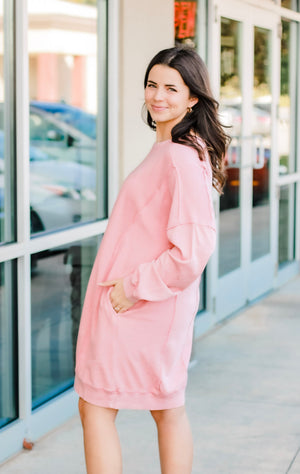 Lose Yourself Sweater Dress in Rose