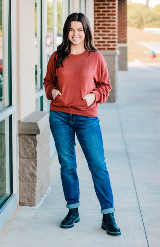 Lazy Day Cropped Pullover in Rust