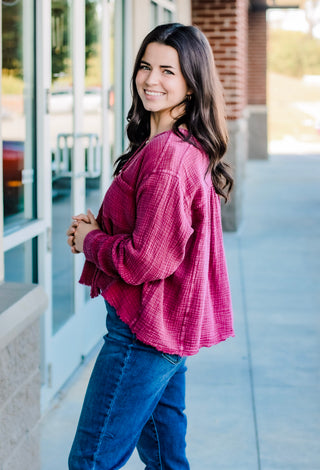 Plum Cute Mineral Washed Top