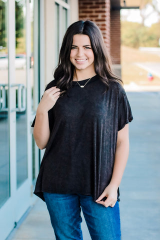 Some Girls Have it All Mineral Wash Tee in Black