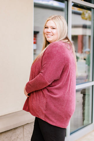 Stay the Course Ribbed Top in Deep Plum